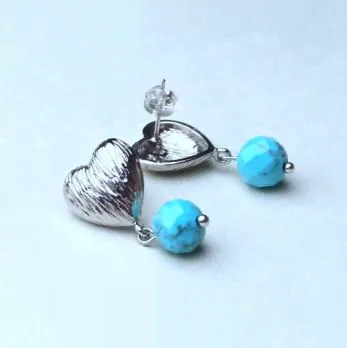 Серьги Бирюза Сердце 2,7 см
