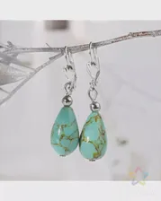Серьги посеребрение капля "Бирюза старая" зелёный