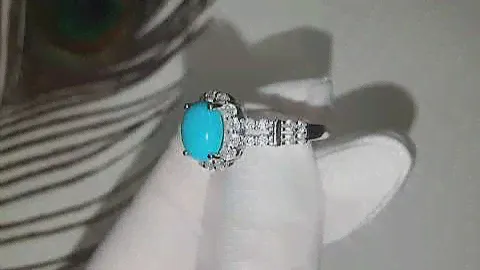 Серебряное Кольцо с Бирюзой и фианитами