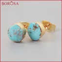 Женские серьги-гвоздики BOROSA, 5 пар, модные серьги из натуральной Бирюза с драгоценными камнями, G1017 (art.: 79f77f283)