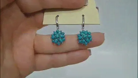 Серьги с натуральной аризонской бирюзой Серебро 925