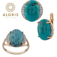 Золотые серьги Арт.1455 Бирюза