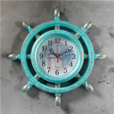 Часы настенные, серия: Море, "Маяк", плавный ход, d=36 см, бирюза-0