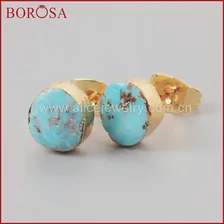 Женские серьги-гвоздики BOROSA, 5 пар, модные серьги из натуральной Бирюза с драгоценными камнями, G1017 (art.: 79f77f283)