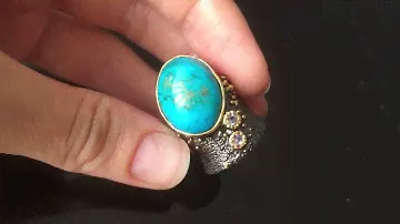 Авангардное серебряное кольцо с бирюзой