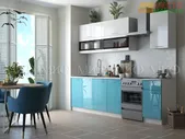 Кухонный гарнитур Техно 2,0 комп. №2 Белый глянец/бирюза металлик
