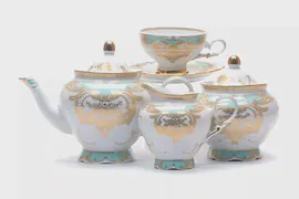 Чайный сервиз Купчиха (бирюза), форма Агат, 15 предметов