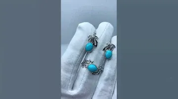 ❤️продано❤️Бирюза Аризона Серьги и кольцо из серебра 875