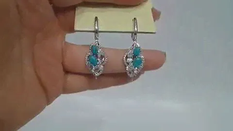 Серьги с натуральной аризонской бирюзой и и аквамарином Серебро 925