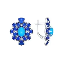 серьги. Серебро 925. Бирюза синт, фианит.