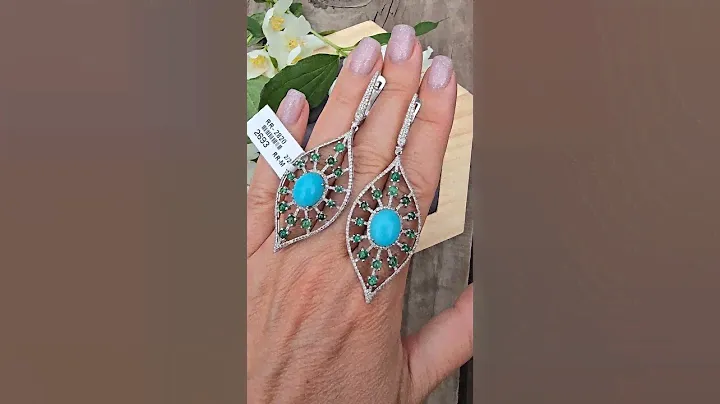Серьги серебро. Бирюза, бриллианты, изумруды. Цена 69000 ₽ WatsApp +79038171153 💎