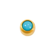 R305 серьги БИРЮЗА завальцованный в позолоте средние для прокола R993