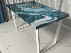 Стол Квадро 3 D Бирюза опора П стекло обычное