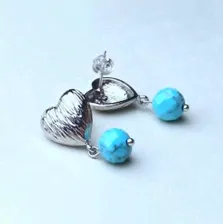 Серьги Бирюза Сердце 2,7 см