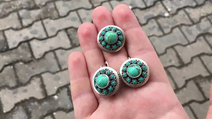 серьги и кольцо, бирюза