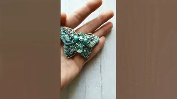 #брошьбабочка в серебристо -бирюзовом цвете