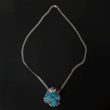 Колье бирюза Иран (серебро 925 пр. позолота, родир. бел., родир. черн.) 58 см