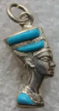 Серебряный кулон - Нефертити Бирюза, кораллы Серебро 925 пробы.