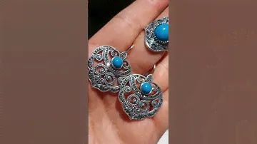 украшения из серебра. марказит, вставки имитация бирюзы. цена комплекта 3500р