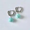Серьги женские со съемными подвесками, бирюза в серебре