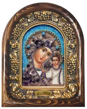 Божия Матерь Казанская (бисер, бирюза, аметист)