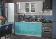 Кухня Волна 1.8 м белый глянец / бирюза