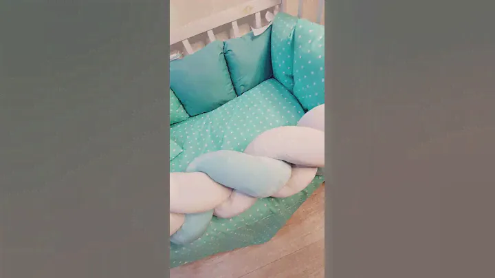 Комплект постельного белья "Elegance" в детскую кроватку, бортик косичка +конверт на выписку. Бирюза